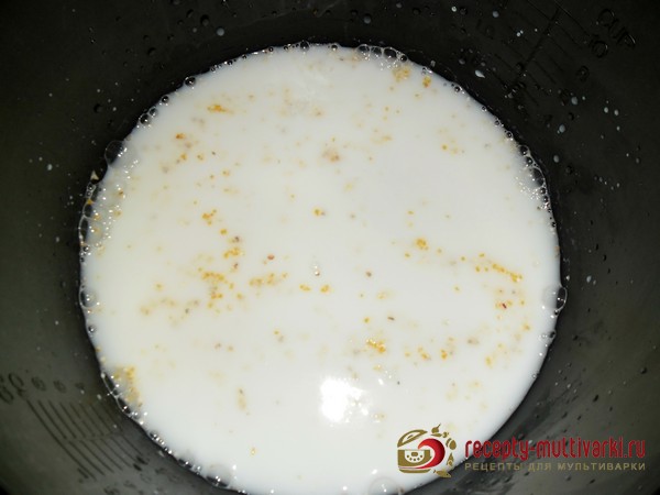Кукурузная каша на молоке с тыквой в мультиварке